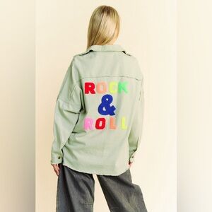 Davi & Dani Multi Color Rock & Roll Fringed Hem Loose Fit Shacket